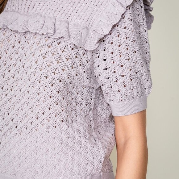 LUMIERE RUFFLE KNIT SWEATER TOP - Picture 5 of 5